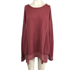 7TH ROY Oversized Distressed Crewneck Sweatshirt Dusty Rose